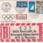 BRD - Altenstadt Olympiade 1972 SST Jugendlager Einschreibebrief Sonder-R-Zettel