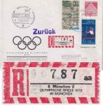 BRD - Olympiade 1972 Privatganzsache/Einschreibebrief Sonder-R-Zettel München