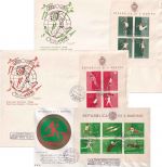 San Marino - Olympiade 1960 Rom 3 Blockausgaben je auf Schmuck-FDC + ESST