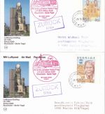Schweden - Nobelpreis Physiologie & Medizin 4 Luftpostkarten/LH-Erstflug 1990