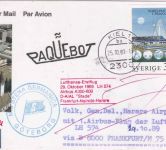 Schweden - 3,10 Kr Nobelpreis Schiffspost/Zuleitung Lufthansa-Erstflug 1989