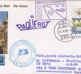 Schweden - 3,10 Kr Nobelpreis Schiffspost/Zuleitung Lufthansa-Erstflug 1989