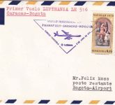 Venezuela - 45 C. Weihnachten Luftpostbrief/LH-Erstflug Caracas/Bogota 1971