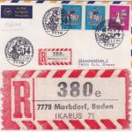 BRD - Markdorf "IKARUS 71" Sonder-R-Zettel + SST Einschreibebrief 1971