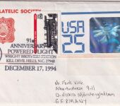 USA - 25 C. Satellit Hologramme GA-Ausschnitt ua Brief SST Kill Devil Hills 1994