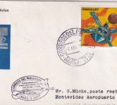 Paraguay - 10 G. Satellit Luftpostbrief LH-Erstflug Asuncion/Montevideo 1977