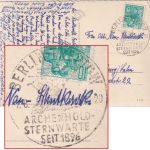 DDR - Berlin-Treptow Achenhold Sternwarte Handwerbestempel Karte n. Marburg 1961