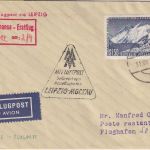Österreich - Messe-Sonderflug Leipzig/Sofia Zuleitungspost ab Wien 1957