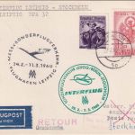 Österreich - Messe-Sonderflug Leipzig/Stockholm Zuleitungspost ab Wien 1960