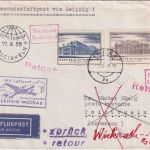 Österreich - Messe-Sonderflug Leipzig/Polcirkeln Zuleitungspost ab Wien 1955