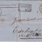 Schweiz - 20 Rp. sitz. Helvetia Chargebrief Fluntern - Eschenbach 1871