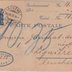 Schweiz - 25 Rp. steh. Helvetia Nachnahmekarte Geneve - Lignieres 1900