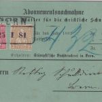 Schweiz - 2+10 Rp. sitz. Helvetia Orts-Nachnahmekarte Billet-Ra2 Bern 1881