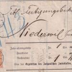 Schweiz - 20 Rp. sitz. Helvetia Nachnahmebrief Aarau - Niederwil 1878