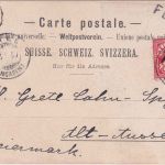 Schweiz - Fex L1 10 Rp. Kreuz/Wertschild Ansichtskarte n. ÖSTERREICH 1899