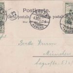 Schweiz - 2x5 Rp. 25 J. Weltpostverein UPU-Juxkarte Baden - München 6.11.1900