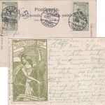 Schweiz - 2x5 Rp. 25 J. Weltpostverein UPU-Juxkarte Baden - München 6.11.1900