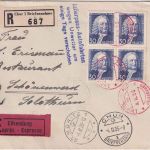 Schweiz - 30 Rp. Juventute 1934 4er-Block Eil-Einschreibebrief Julierpass 1935