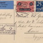 Schweiz - 45+25 Rp. Flugpost Luftpostkarte/Afrikaflug Zürich - Kairo 1926