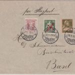 Schweiz - 50 Rp. sitz. Helvetia/Überdruck Luftpostbrief Zürich - Basel 30.5.19