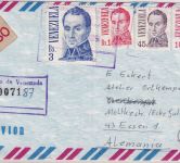 Venezuela - 3 Bs. Bolivar u.a. Express-Luftpost-Einschreibebrief Barcelona 1979