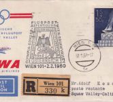 Österreich AUA-Sonderflug Olympiade Wien/Squaw Valley Lupo-Einschreibebrief 1960
