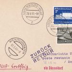 Luxemburg - AUA-Erstflug Düsseldorf/Wien Zuleitungspost Luftpostkarte 3.5.1961