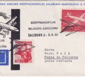 Österreich - AUA-Erstflug Salzburg/Barcelona Luftpostbrief 3.5.1961