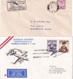Österreich - AUA-Erstflug Innsbruck/London +retour 2 Luftpostbriefe 6./7..5.1961