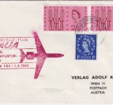 England - AUA-Erstflug London/FFM/Wien Luftpostbrief 1.4.1963
