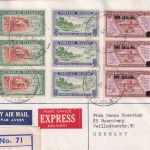 Tokelau Islands 3x1 Sh./ 1/2 P. u.a. Lupo-Express-Einschreibebrief Nukunonu 1964