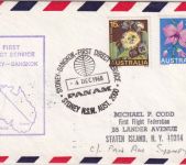 Australien - PanAm Firstflight Sydney/Bangkok Luftpostbrief n Staten Island 1968