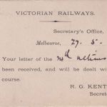 Victoria - Melbourne 1896 Eisenbahn-Dienstpostkarte n. London