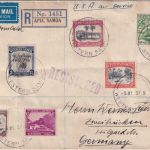 Samoa - Freimarkenausgabe 1935 Teilsatz Lupo-Einschreibebrief Apia 1937