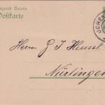 Bayern - Ichenhausen 6. JUN 09 Reserve-K2 5 Pfg. Ganzsachenkarte n. Nürtingen
