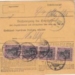 DR - 2x75+4x50 Pfg. Germania Paketkarte Eichstetten - Nürnberg 5.7.20