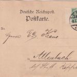 DR - 5 Pfg. K/A Zwischensteg Perfin "ZWw" Firmenkarte Bonn - Allenbach 1897