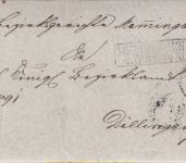Bayern - Dillingen 3/4 Zier-K1 (Ank.stpl.) Dienstbrief v. Ra2 Memmingen 1869