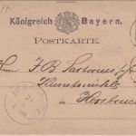 Bayern - Floss 26/6 Zier-K1 5 Pfg. Wappen Ganzsache n. Hersbruck 1877
