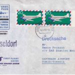 BRD - SAS-Erstflug Düsseldorf/Monrovia Etappe Tunis Luftpostdrucksache 4.4.69 R!