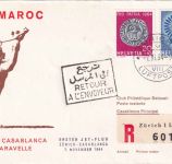 Schweiz - Air Maroc Erstflug Zürich/Casablanca Luftpost-Einschreibebrief 7.11.64