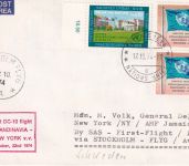 UNO Genf - SAS Erstflug Stockholm/New York Zuleitungspost 17.10./22.10.74 RR!