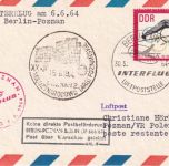 DDR - Interflug Erstflug Berlin/Poznan Luftpostkarte 6.6.64 Leitstempel