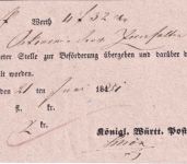 Württemberg - Münsingen 1851 Postaufgabeschein f. Wertpaket