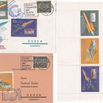BRD - 25 J. Dt. Raketenflug Zucker karte/Brief/Vignettenblock 1960