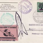 BRD - Raketenpost Königsbrunn Sonderkarte Augsburg + Vignette SST Stuttgart 1961