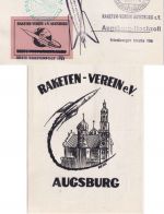 BRD - Raketenpost Königsbrunn Sonderkarte Augsburg + Vignette SST Stuttgart 1961