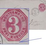 Württemberg - 3 Kr. Ganzsache/Brief Doppeldruck Wertstempel Sulzbach a/M. 1871