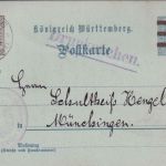 Württemberg - 3/ 2 1/2 Pfg. Ganzsachenkarte Zudruck Leoberg - Münchingen 1909