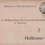 Württemberg - 3 Pfg. Ziffer Bücherzettel/Ortskarte Heilbronn 14. AUG 86